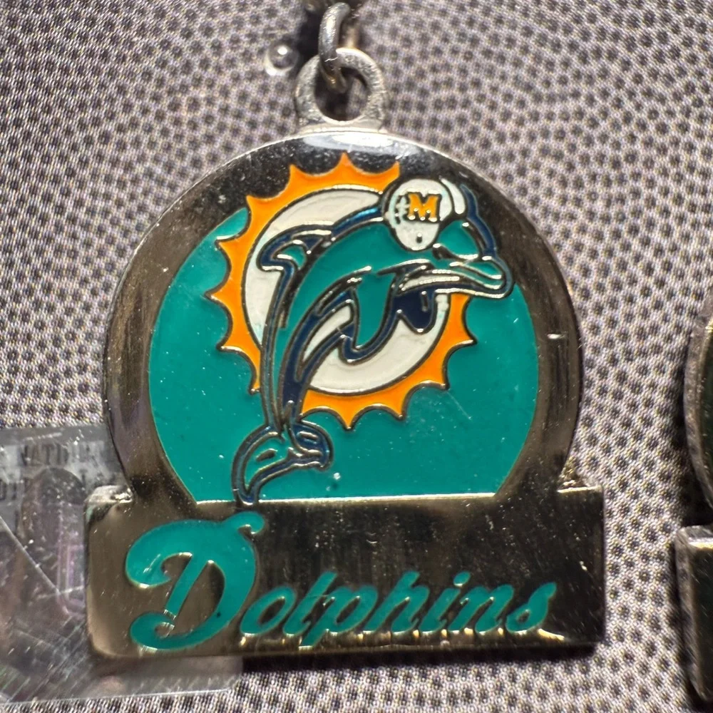 NFL Dolphins Teal and Orange Logo‎ Earrings
